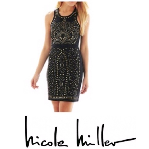 NICOLE by Nicole Miller Black Studded Dress Medium - Picture 2 of 8